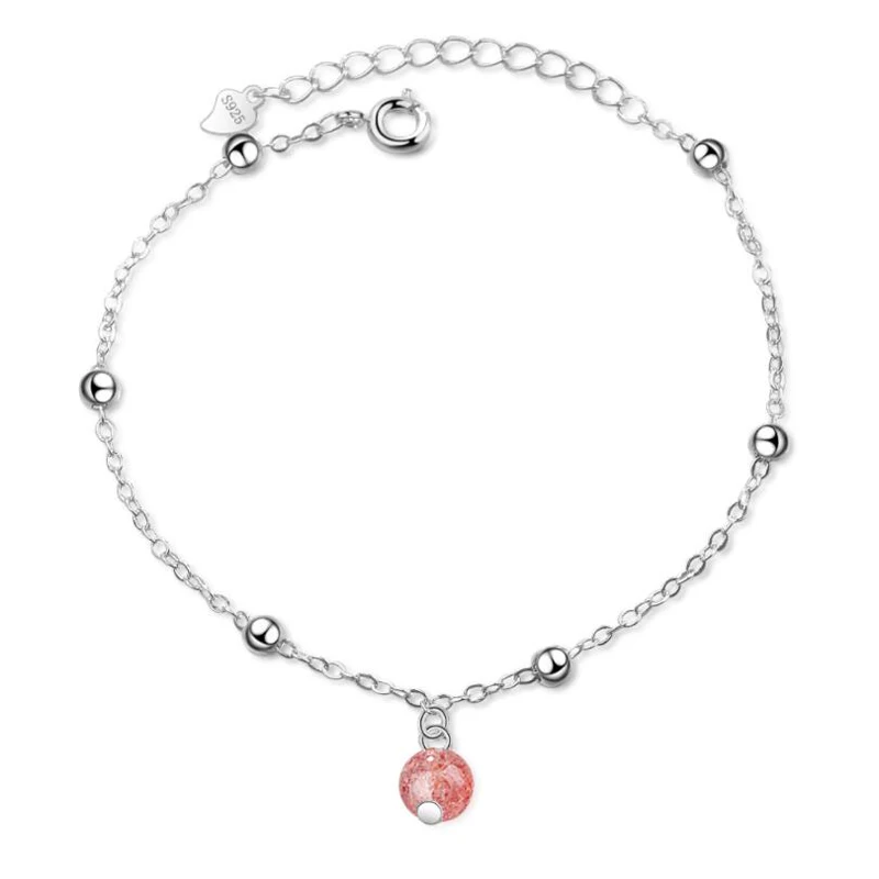 

KOFSAC Charm Sterling Silver 925 Bracelets for Women Fashion Strawberry Crystal Bangles Minimalism Jewelry Valentine's Day Gifts