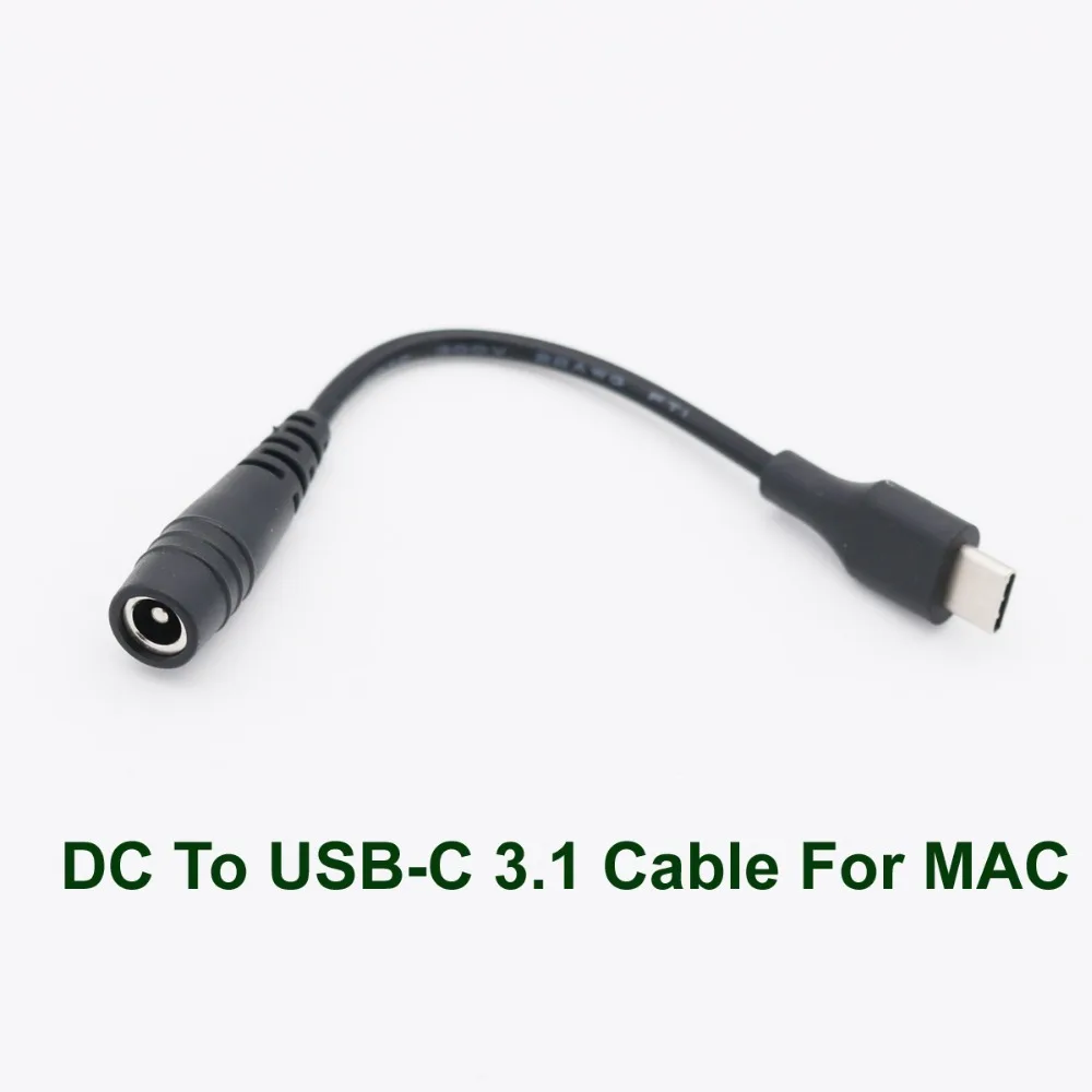 2 шт. USB 3.1 Type C USB-C штекер-DC 5 мм x 2.1 разъем питания Удлинительный зарядный кабель 15