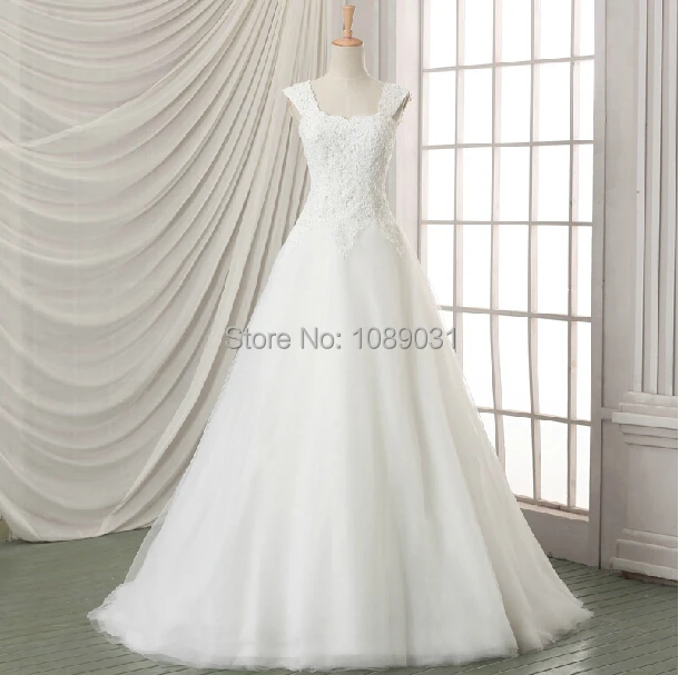 

New Arrival Wedding Dresses with Lace Appliques Remove/Detachable Shoulders A Line Glamorous White/Ivory Real Bridal Gown