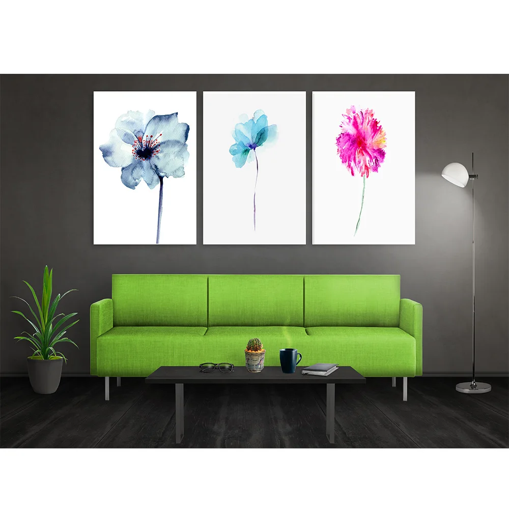 Абстрактный акварельный цветочный холст Картина Современный минималистичный