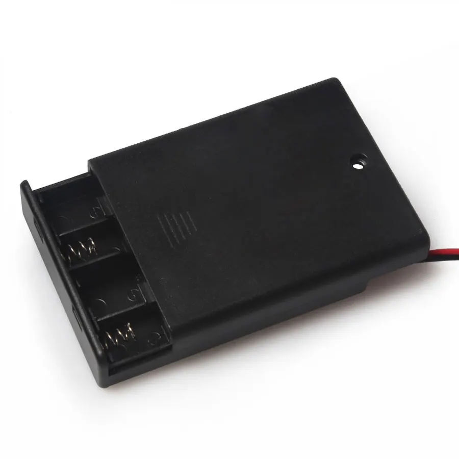

100PCS/lot Wholesale Plastic Storage Cover Box 4*AAA Battery Case Wired Lead Holder With OFF&NO Button For Soldering Connecting