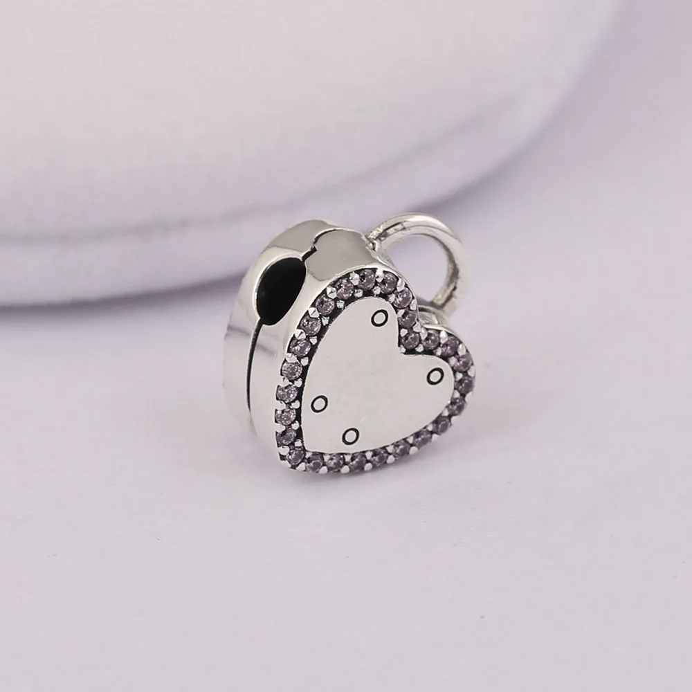 Аутентичные 925 пробы серебряные бусины с кристаллами любовь замок для