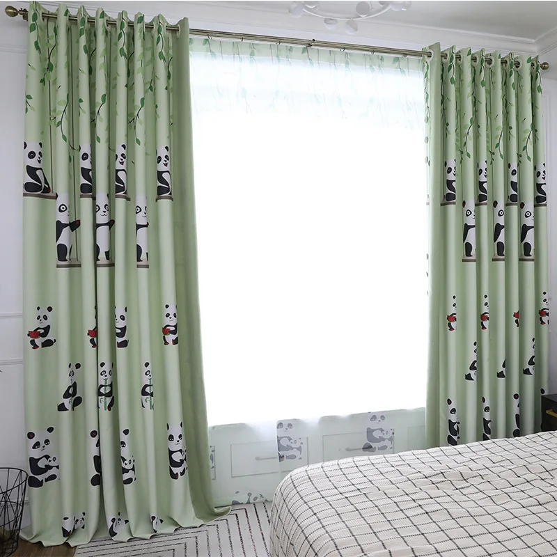Double-sided Stitching Kids Curtains for Bedroom Cartoon Printing Blackout Living Room Green Children's | Дом и сад