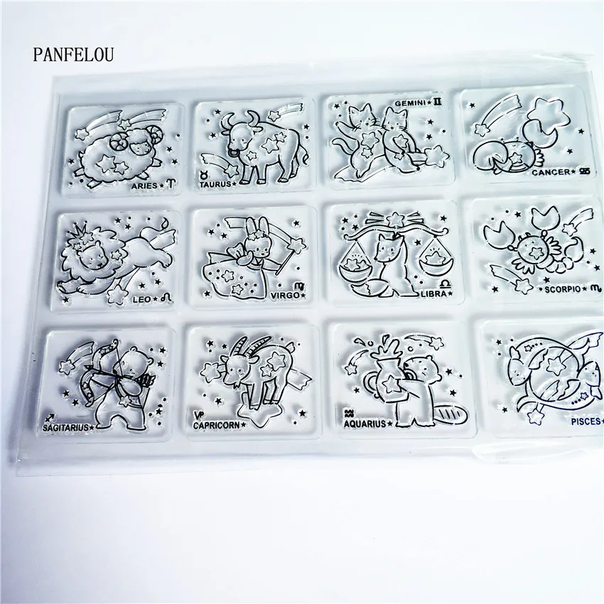 

PANFELOU The zodiac Transparent Silicone Rubber Clear Stamps cartoon for Scrapbooking/DIY Easter wedding album