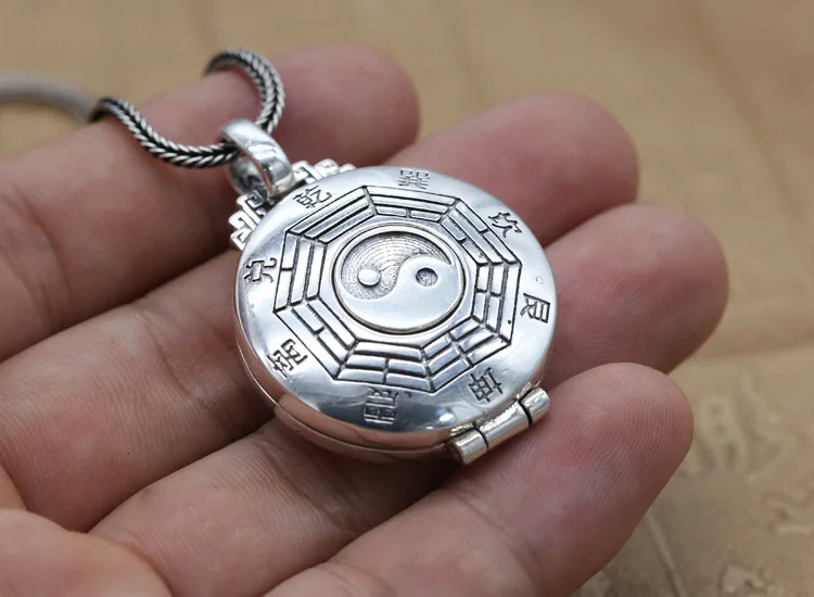 Новинка! 100% Серебро 925 фэншуй Yinyang коробка кулон Настоящее чистое серебро