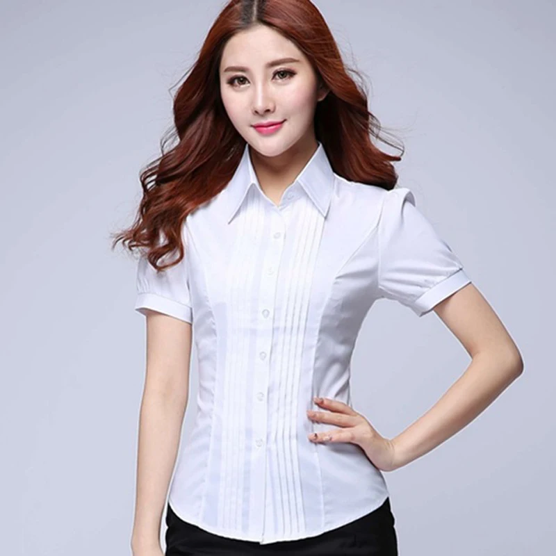 

Women Tops And Blouses Short Sleeve Female Blusas Blouse Office Lady Slim Shirts Women Blouses Plus Size Tops Casual Shirt
