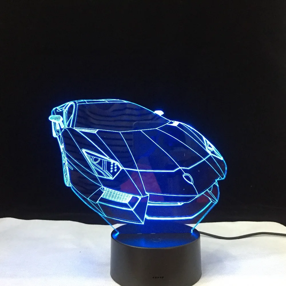 3d светодиодный светильник для спортивного автомобиля с цветным постепенным