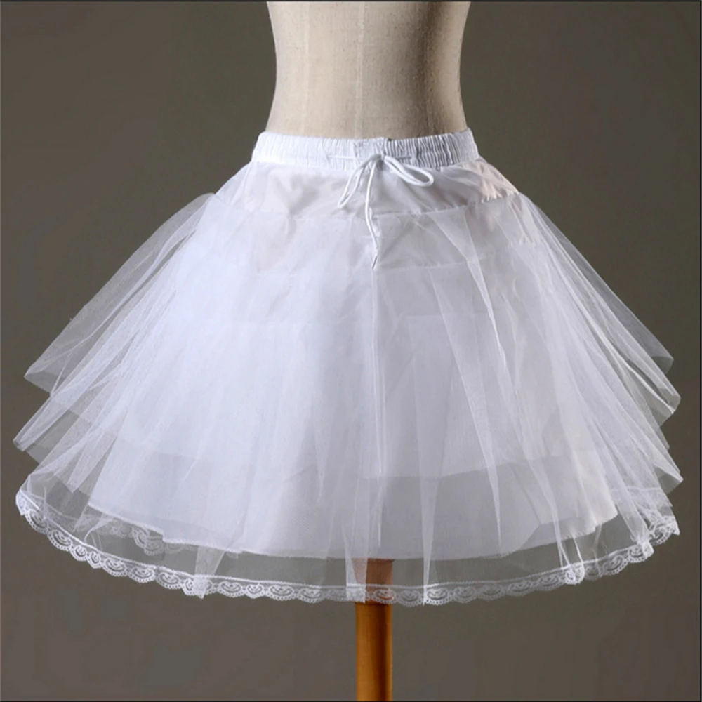 White Petticoat 3 Layers with Lace Short Underskirt Girls Hoopless Tulle Crinoline for Party Dress | Свадьбы и торжества