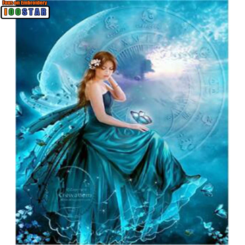 Алмазная вышивка портрет moon beauty 5d сделай сам алмазная живопись девушка ангел