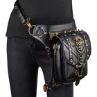 Черная кожаная Ретро мотоциклетная поясная сумка с заклепками и черепом, военный кобура в стиле стимпанк, рюкзак, готические сумки через плечо для женщин и мужчин