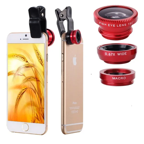 Универсальный зажим 3 в 1 Рыбий глаз объектив рыбий + широкоугольный макро