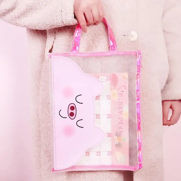 Kawaii в виде розовой свинки A4 Сумка-папка для документов студентов экзаменационных