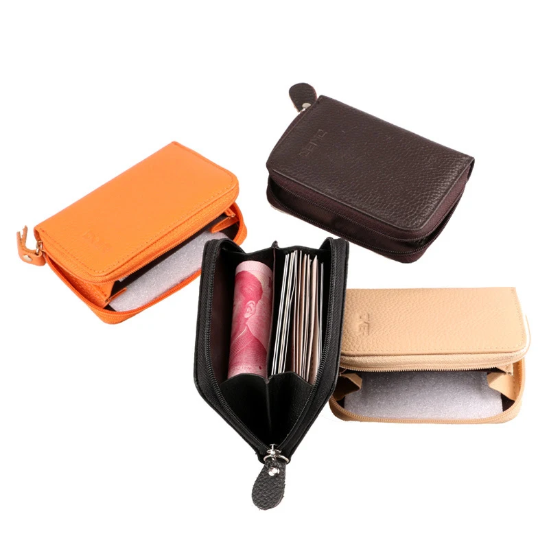 Кошелек для монет DKER из натуральной кожи черный коричневый розовый фиолетовый 7