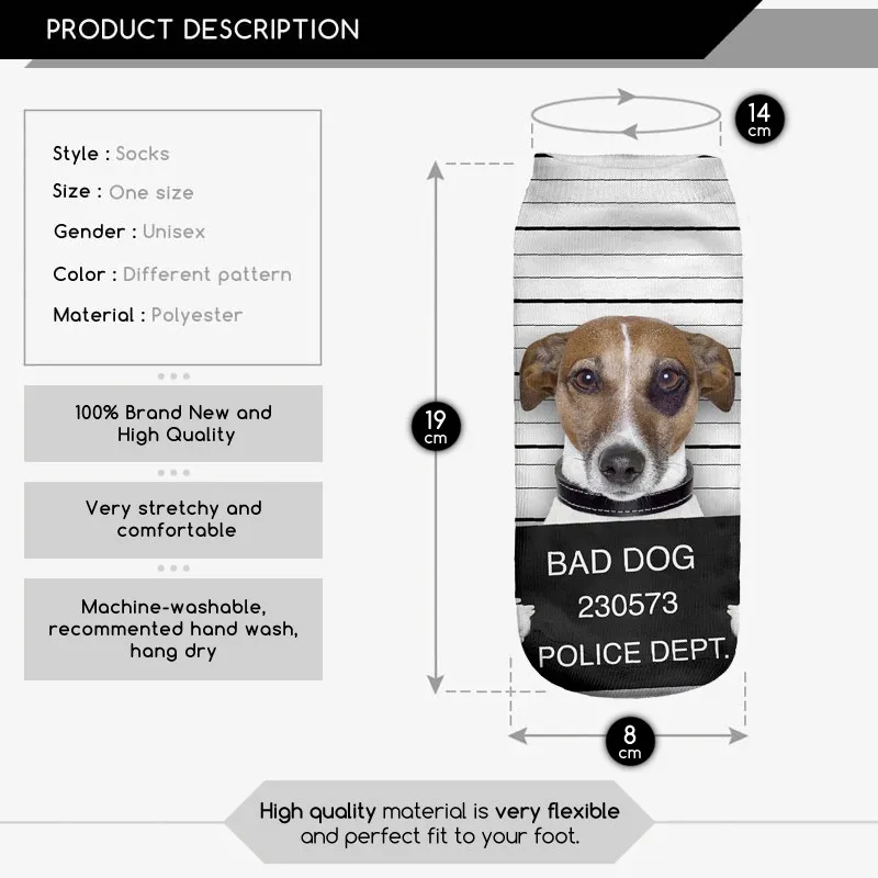 Хит продаж модные дизайнерские женские и мужские хлопковые носки с животными