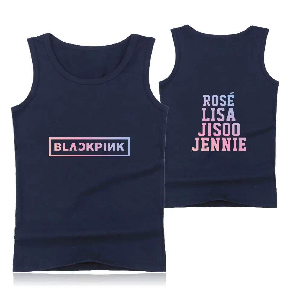 Black Pink Tank Tops New Kpop Summer Harajuku O-neck Casual Cotton Top Tees Funny High Quality Unisex T-shirts | Мужская одежда