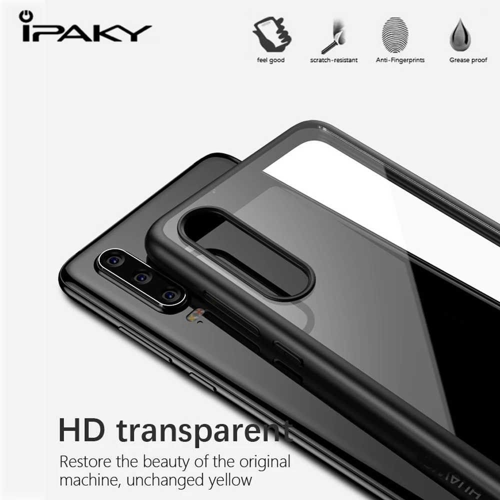 Прозрачный Акриловый чехол бампер IPAKY для Huawei P30 Pro/P30 силиконовый + ТПУ чехлы