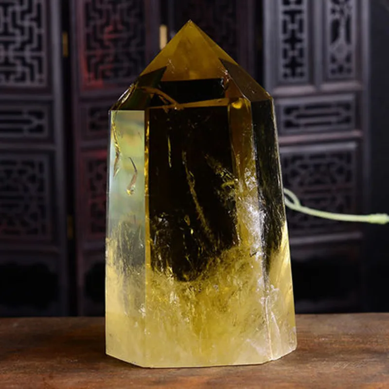 Piedras preciosas de cuarzo amarillo, citrino ahumado natural grande, punto de cristal reiki heal, 200-350g