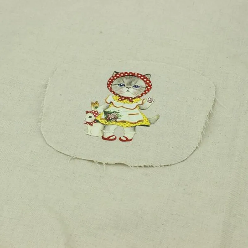 Милая кошка нашивки ткань для DIY бумажника офсетная печать Железная Ткань | Дом и