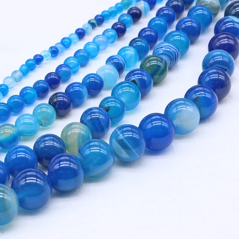 Бусины из натурального камня в синюю полоску | Украшения и аксессуары