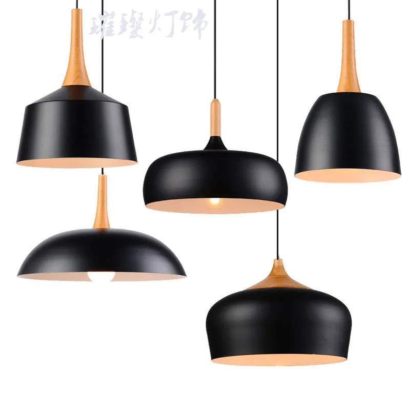 Скандинавский подвесной светильник из цельного дерева для ресторана магазина