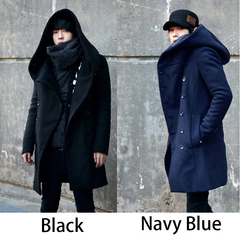 Мужской зимний Винтажный Длинный кардиган 2018 шерстяное и Смешанное пальто с