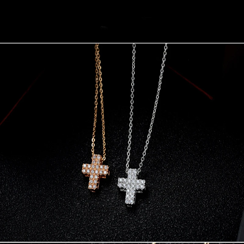 Queen Lotus серебряного цвета горный хрусталь крест кулон ожерелье цепочка для женщин