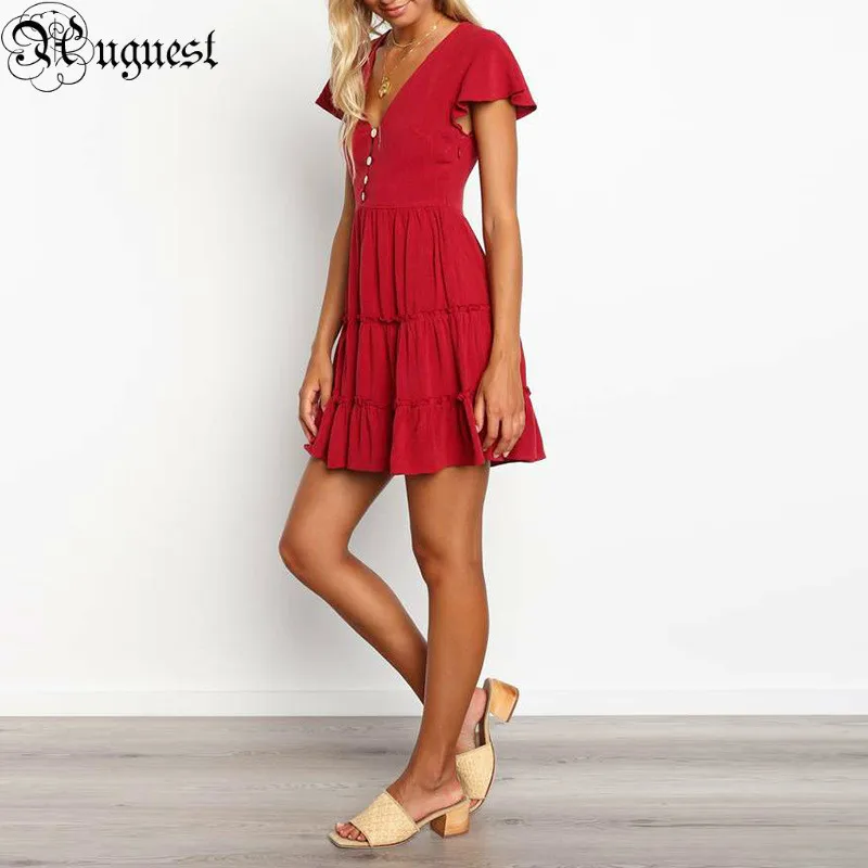 Женское мини платье на пуговицах uгостя белое летнее плиссированное трапеция