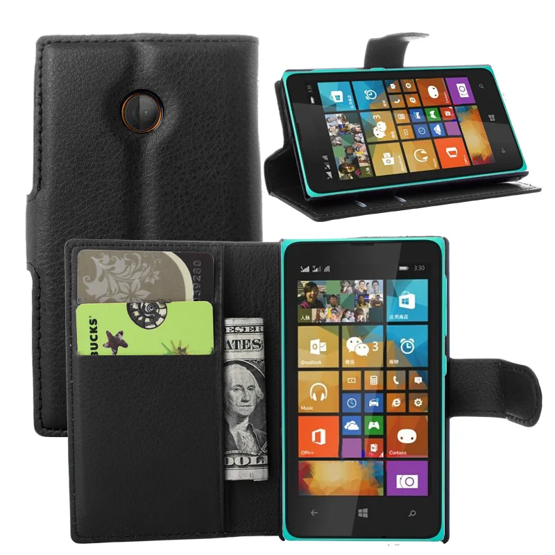 Кожаный чехол бумажник с откидной крышкой для Nokia Microsoft Lumia 435 кожаный накладка