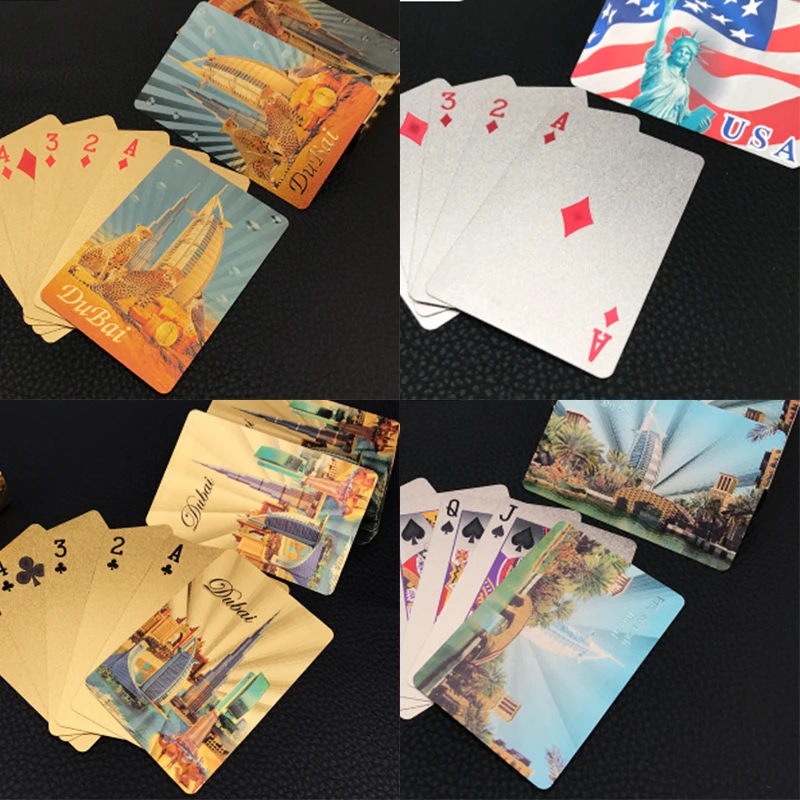 Золотой из ПВХ игральные карты Золотые пластиковые покерные Poker o Cartas de Poquer | Спорт