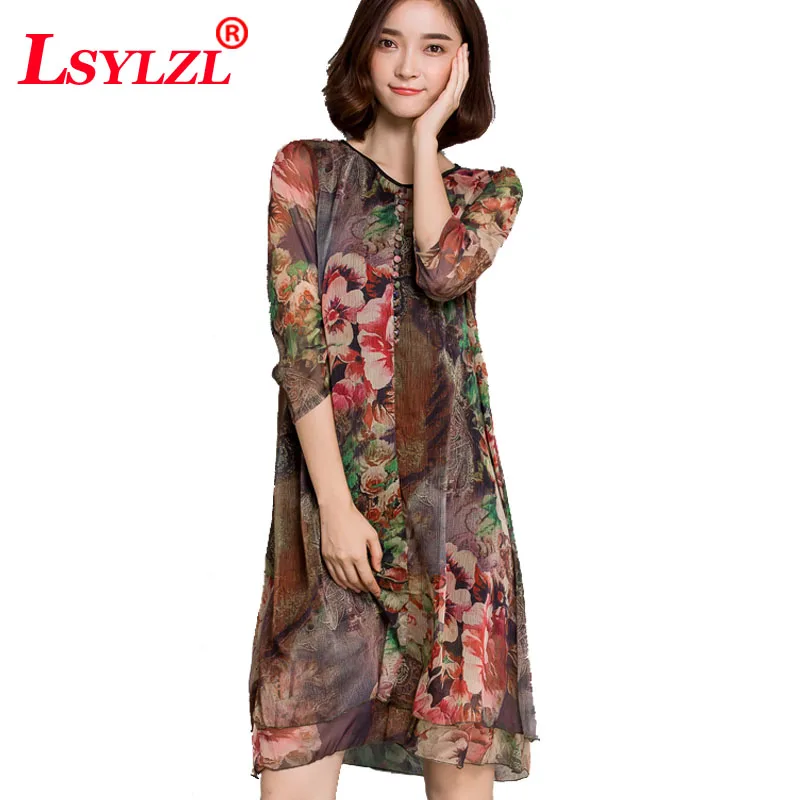 2018 летние Винтаж имитация шелка Каскадное плиссированное платье Для женщин туфель с сумочкой принтом в