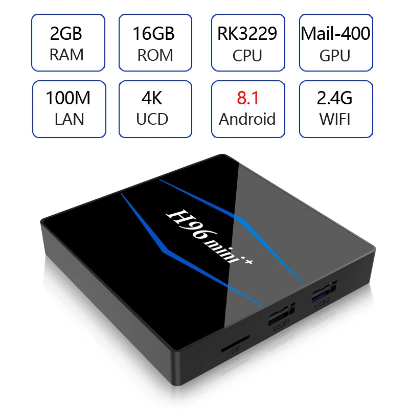 Android 8 1 TV RAM 2 ГБ 16 ROM Rockchip RK3229 четырехъядерный WIFI H.265 4 k Google Play netflix телеприставка
