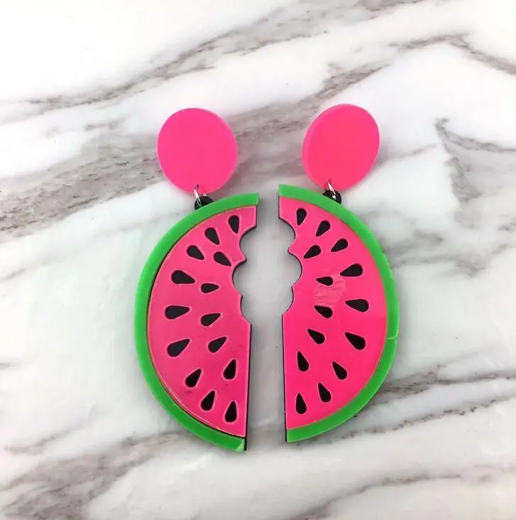 Фрукты акриловые ПММА арбуз банан ананас киви Вишня серьги|Серьги-подвески| |