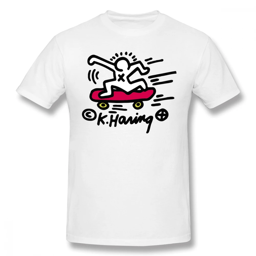 Футболка Keith Haring, футболка KEITH HARING SKATE POP ART, модные мужские футболки, 100 хлопок, футболка с коротким рукавом и графикой - Цвет: White