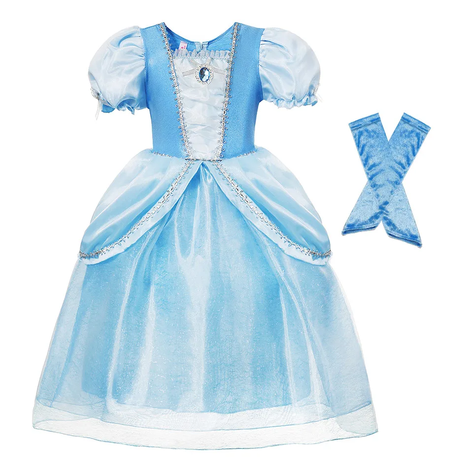 Princess Cinderella Карнавальное детское платье Золушки для рождественской вечеринки; платье принцессы Анны для девочек; костюм Эльзы, жасмина, Рапунцель; карнавальный костюм на Хэллоуин - Цвет: Princess Cinderella