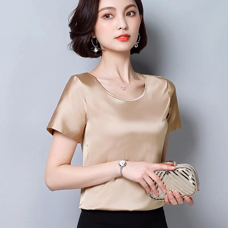 New Korea Fashion Blusas Mujer 2018 Summer Short Sleeve Plus Size Shirts Women Blouses Casual Wine Green Slik Tops Ladies | Женская