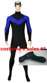 costume with soles BERMANWIN высокого качества на заказ Робин член Грейсон костюм найтвинга костюм супергероя из спандекса Хэллоуин Косплей Костюм - Цвет: costume with soles