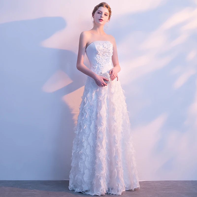 Платье для выпускного вечера Белый без бретелек Gala Jurken рукавов длинное vestido de festa