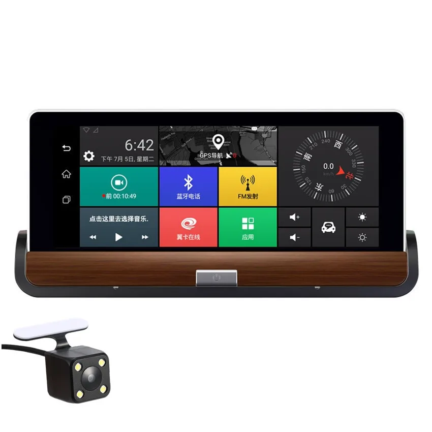 Fonwoon Android 7 &quot3G Wifi Автомобильный видеорегистратор GPS навигация Bluetooth