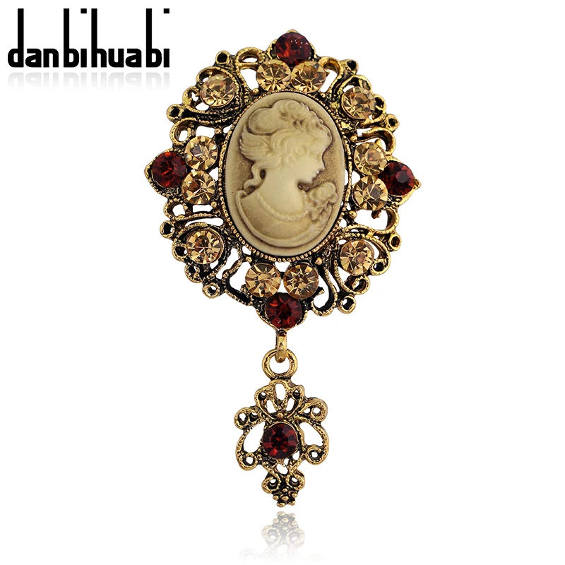 Danbihuabi, новинка, стразы, брошь на булавке, темно-золотой цвет, брошь в винтажном стиле, красивая голова, броши для женщин, danbihuabi