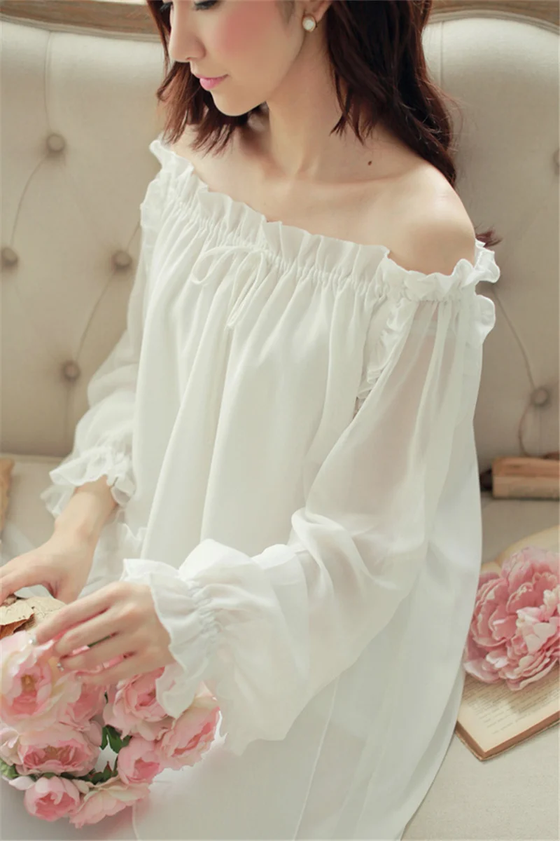 Шифоновая Ночная рубашка высокого качества в Корейском стиле длинное платье с