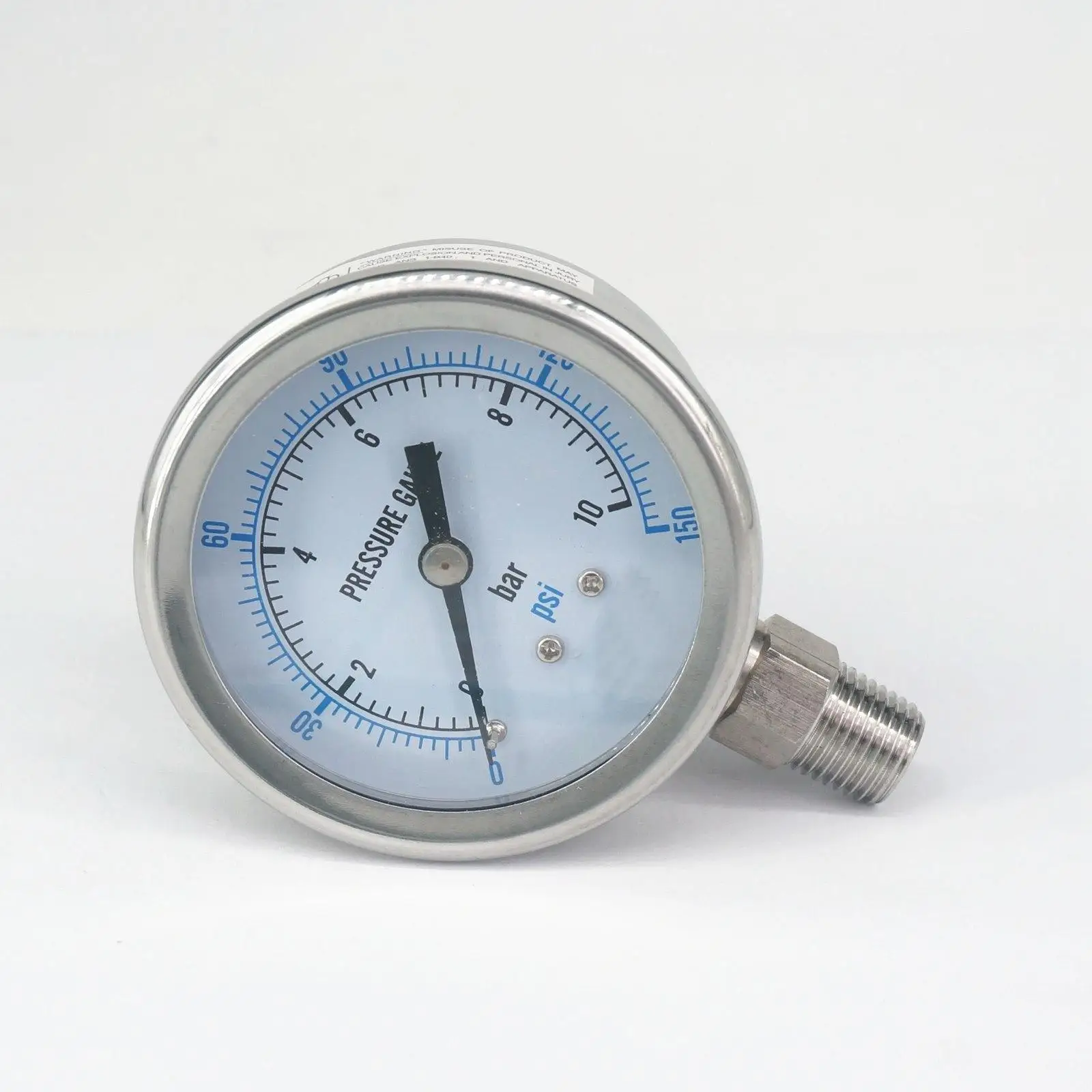 

0-10bar 1/8" NPT Male 60mm Dial High Quality Pressure Gauge 304 Stainless Bar PSI N2 Steam Brewing Pneumatic Accuracy Class 2.5%