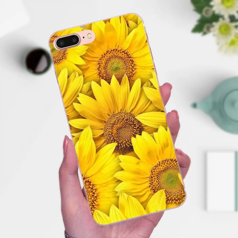 Мягкий узор розовый желтый подсолнух для Huawei P7 Honor 4C 5A 5C 5X 6 6C 6A 6X 7 7X 8 9 V8 V10 Y3II Y5II Y6II G8