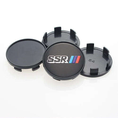 SSR LOGO BLACK CAP 54 мм ADVAN крышки подходят 49 мм внутренний обод отверстие XXR эмблема наклейка ССР письмо VIP Знак колеса центр Hubcap ENKEI логотип значок набор из 4 - Цвет: SSR LOGO BLACK CAP