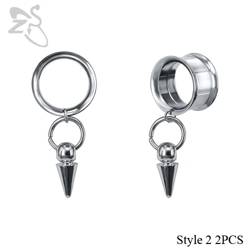 Style2 2PCS ZS 5-22 мм из нержавеющей стали беруши и тоннели болтаются пирсинг уха Расширение уха растягивается пирсинг плоти туннели ювелирные изделия для тела - Окраска металла: Style2 2PCS