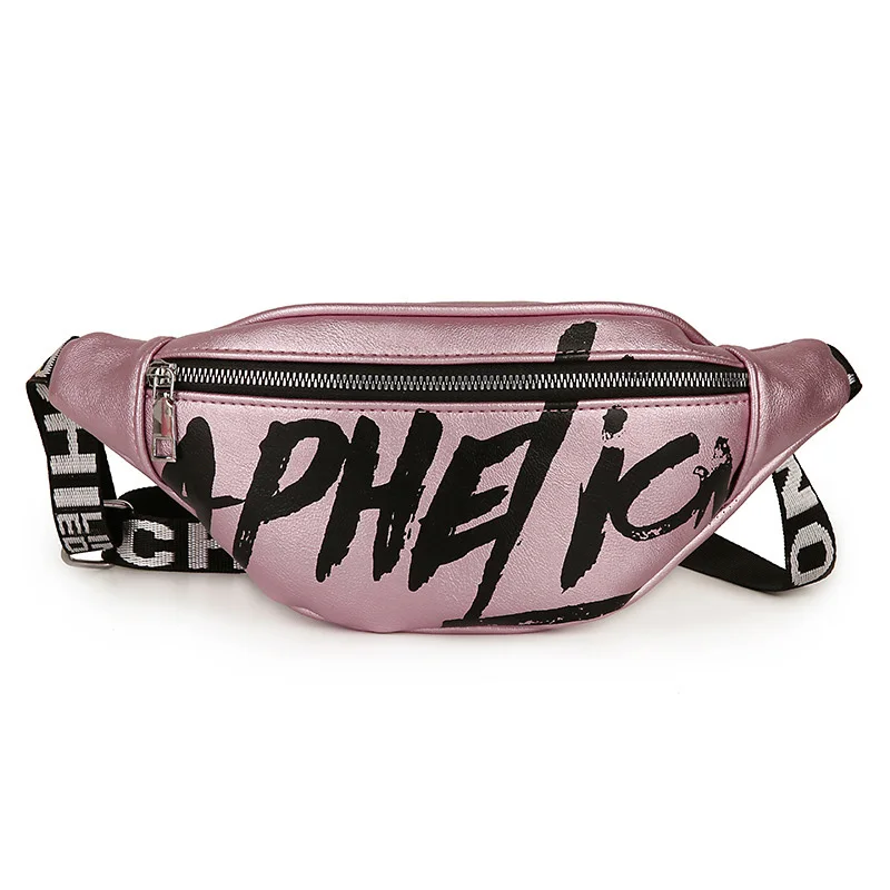 Pink Waist Bag Поясные сумки для женщин, новинка, модные женские сумки с банановым поясом, поясная сумка, тренд для девушек, хип-хоп, с буквенным принтом, сумки через плечо из искусственной кожи - Цвет: Pink Waist Bag