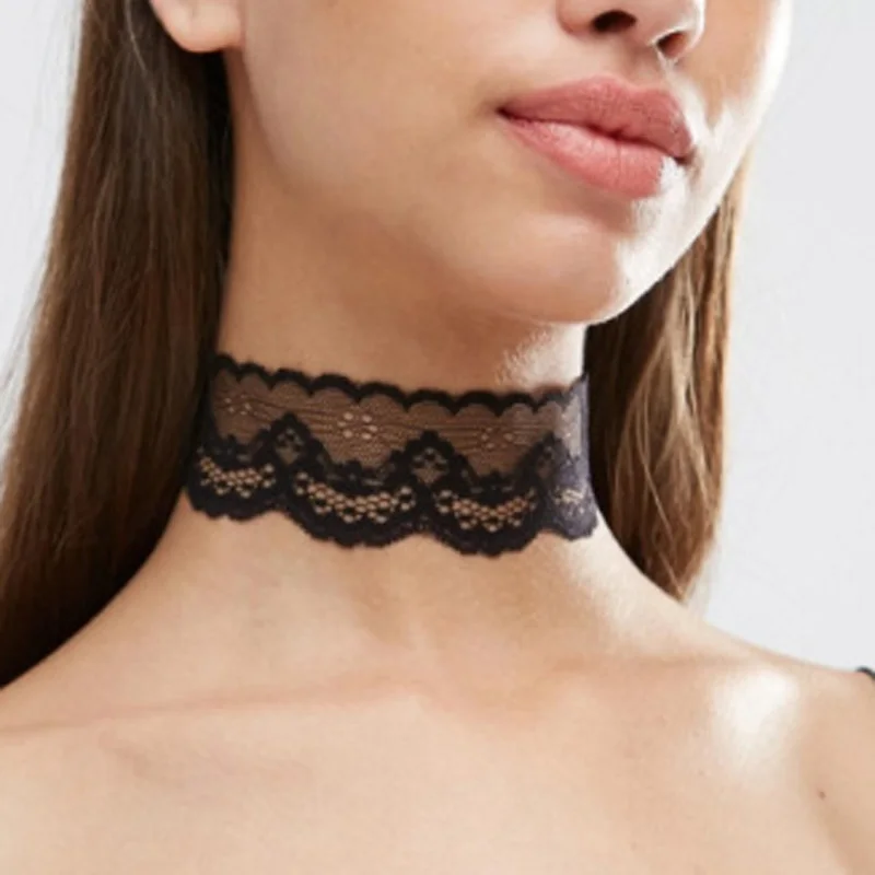 Hot Newest  fashion jewelry accessories black white Hollow lace choker necklace  for couple lovers'  N165