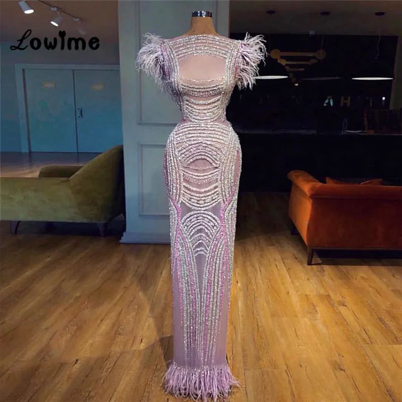 

Feather Arabic Illusion Evening Dress Mermaid Party Gown 2018 Robe De Soiree Celebrity Dresses Abiye Formal Dress Women Elegant