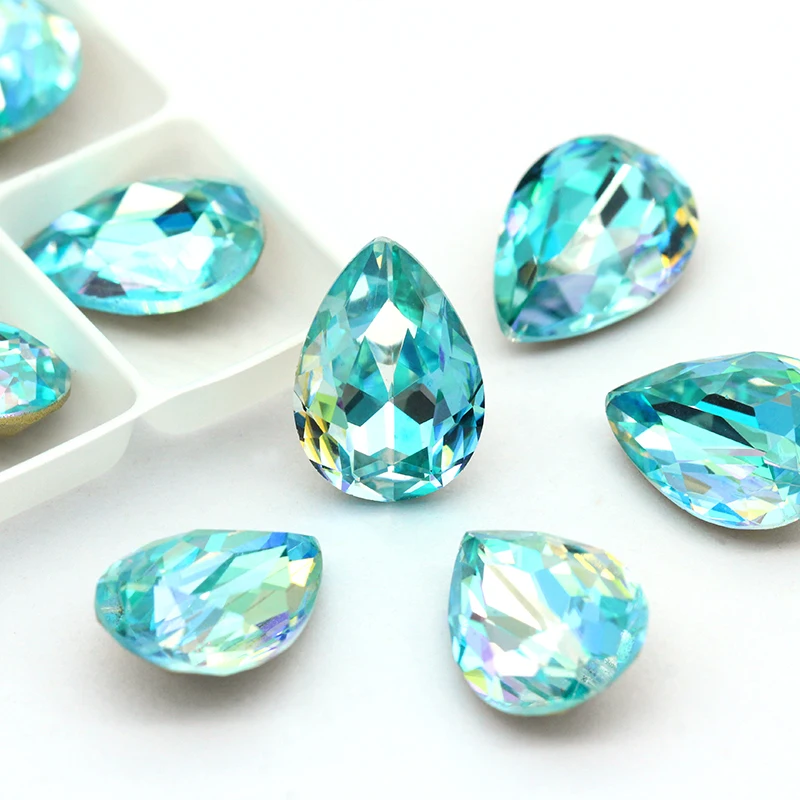 5 шт. Стразы в форме капли воды лазерный заостренный задний Кристальные камни для