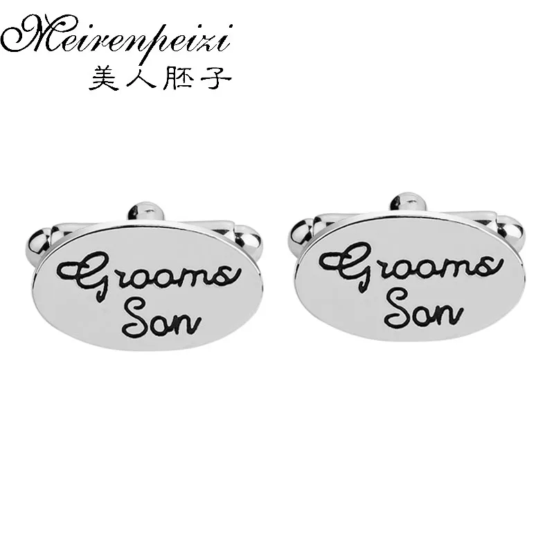 

Fashion Engraved Groom Son Cufflink For Parents Wedding Anniversary Party Unique Charm Gift High Quality Cuff Button For Mens