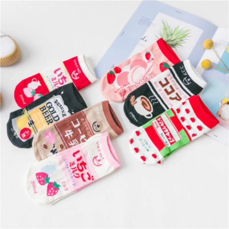 2 пары весенних асимметричных носков в стиле Харадзюку Kawaii Забавные милые